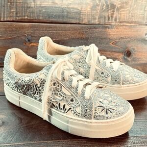 Betsy Johnson Sidny Crystal Pavé Platform Rhinestone Sneakers Women's Size 9 M